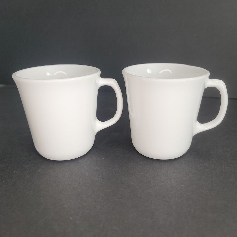 Vintage Corelle Coordinates White Stoneware Coffee Mugs Set of 2 USA Made VTG